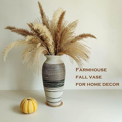 Ceramic Rustic Farmhouse Vase 12.6" Large Vintage Boho Textured Home Decor