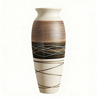 Ceramic Rustic Farmhouse Vase 12.6" Large Vintage Boho Textured Home Decor