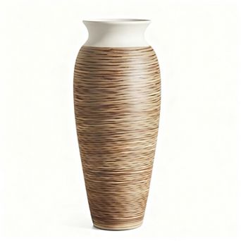 Ceramic Rustic Farmhouse Vase 12.6" Large Vintage Boho Textured Home Decor