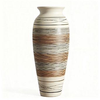 Ceramic Rustic Farmhouse Vase 12.6" Large Vintage Boho Textured Home Decor