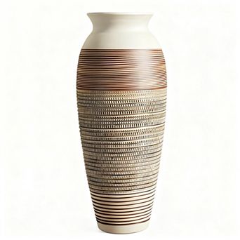 Ceramic Rustic Farmhouse Vase 12.6" Large Vintage Boho Textured Home Decor