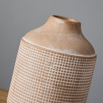 Ceramic Sand Glaze Vase 7.4" Rustic Farmhouse Boho Decor Flower Pot