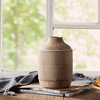Ceramic Sand Glaze Vase 7.4" Rustic Farmhouse Boho Decor Flower Pot
