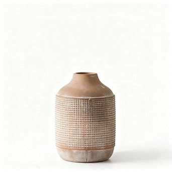 Ceramic Sand Glaze Vase 7.4" Rustic Farmhouse Boho Decor Flower Pot