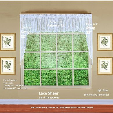 Semi-transparent jacquard lace curtains 38"x56"