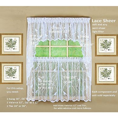 Semi-transparent jacquard lace curtains 38"x56"