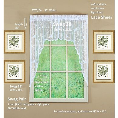 Semi-transparent jacquard lace curtains 38"x56"