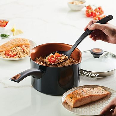 Nonstick Saucepan with Strainer Lid, Easy Clean, Durable