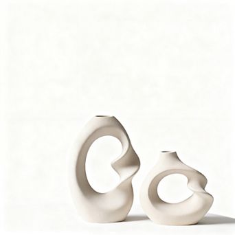 Ceramic vase set of 2, for reed flowers, home decoration, modern minimalist Bohemian style