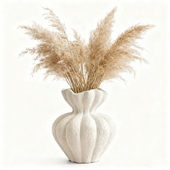 White Ceramic Vase 6.8 in Modern Bohemian Style Flowers Home Decor Farmhouse Style Decoration