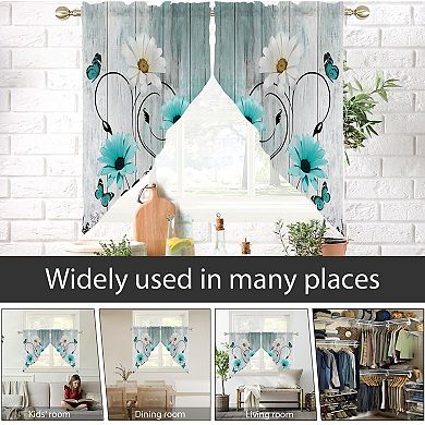 Floral Curtain Valance 28 inches wide x 36 inches long Rod Pocket Style
