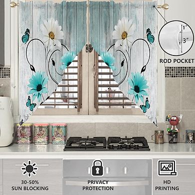 Floral Curtain Valance 28 inches wide x 36 inches long Rod Pocket Style