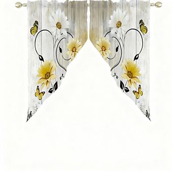 Floral Curtain Valance 28 in wide x 36 in long Rod Pocket Style