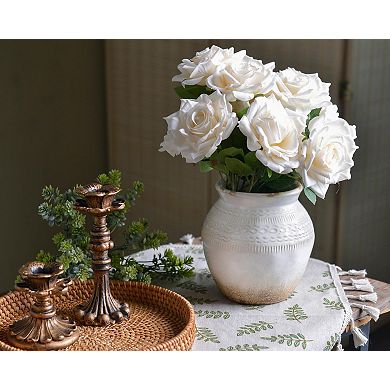 Ceramic Rustic Farmhouse Vase White Distressed Flower Home Decor Boho Centerpiece