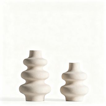 Ceramic Vases Set 2 Modern Round Dried Flower Boho Centerpieces Wedding Living Room Office Bedroom