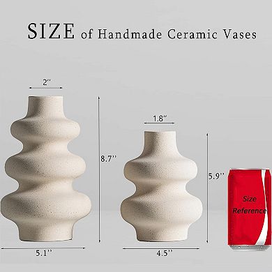 Ceramic Vases Set 2 Modern Round Dried Flower Boho Centerpieces Wedding Living Room Office Bedroom