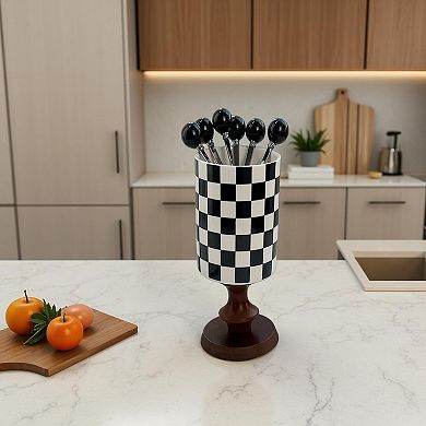 Black and White Ceramic Vase 7.68 Inches Tabletop Decoration