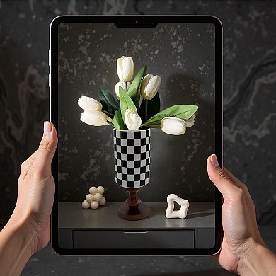 Black and White Ceramic Vase 7.68 Inches Tabletop Decoration