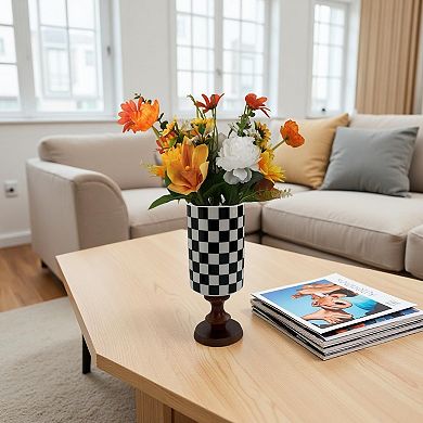 Black and White Ceramic Vase 7.68 Inches Tabletop Decoration