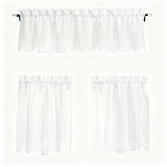 Lace Kitchen Curtain Decoration Set 58x24 Floral Semi-Transparent