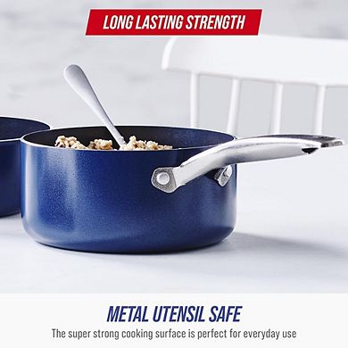 Nonstick Ceramic Saucepan with Lid, PFAS-Free, Dishwasher Safe
