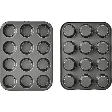 Nonstick Muffin Pan Set, 12-Cup, Oven Safe, Easy-Clean, Even Baking