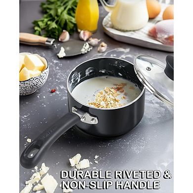 Nonstick Saucepan with Glass Lid, Multi-Purpose, Easy Clean