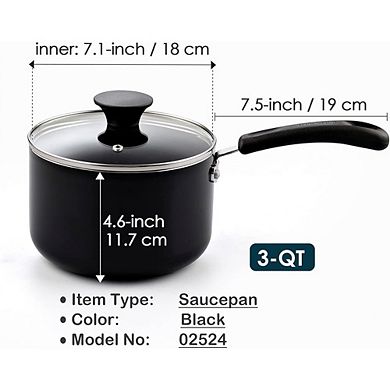 Nonstick Saucepan with Glass Lid, Multi-Purpose, Easy Clean