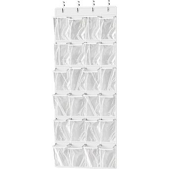 Over Door Hanging Shoe Organizer with 24 Large Clear Pockets