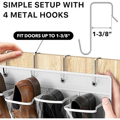 Over Door Hanging Shoe Organizer with 24 Large Clear Pockets