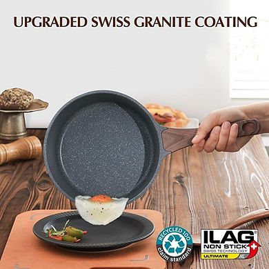 Nonstick Saucepan with Lid, Swiss Granite Coating, PFOA-Free