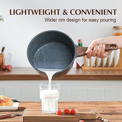 Nonstick Saucepan with Lid, Swiss Granite Coating, PFOA-Free