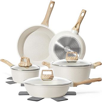 Nonstick Cookware Set, Granite Coating, Induction Compatible, Non-Toxic