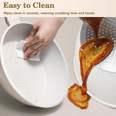 Nonstick Cookware Set, Granite Coating, Induction Compatible, Non-Toxic