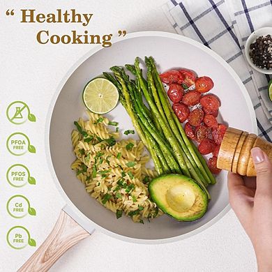 Nonstick Cookware Set, Granite Coating, Induction Compatible, Non-Toxic