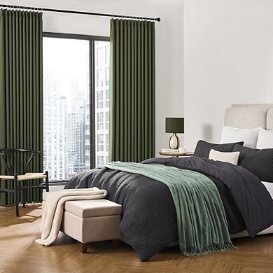 Olive Green Pinch Pleat Curtains, Thermal Light & Sound Blocking Drapes