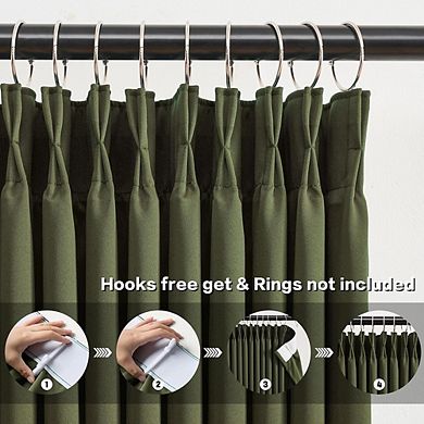 Olive Green Pinch Pleat Curtains, Thermal Light & Sound Blocking Drapes