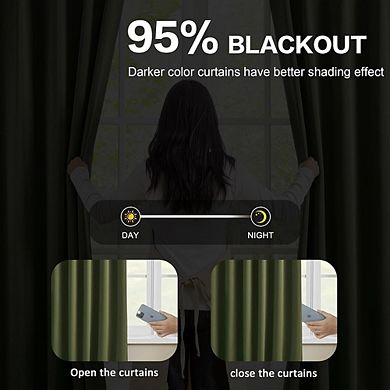 Olive Green Pinch Pleat Curtains, Thermal Light & Sound Blocking Drapes