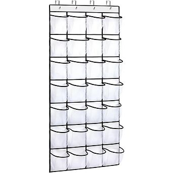 Over The Door Shoe Organizer with 28 Pockets and 4 Metal Hooks Hanging Rack