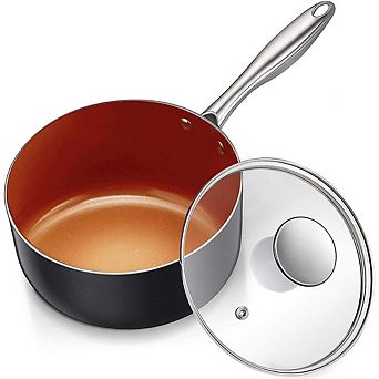 Nonstick Ceramic Saucepan with Lid, Durable, Easy to Clean