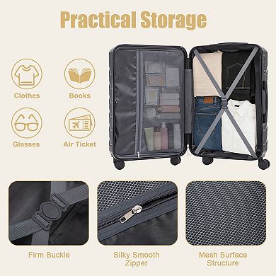 Trikiousd 28 Inch ABS Hard Shell Large Travel Checked Luggage, Combination Lock and Side Hooks