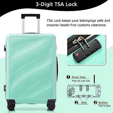 Trikiousd 3-Piece ABS Hardshell Luggage Set with TSA Lock Spinner Wheels 20/24/28"