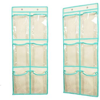 Over Door Hanging Shoe Organizer with 6 Large Clear Pockets, 2-Pack