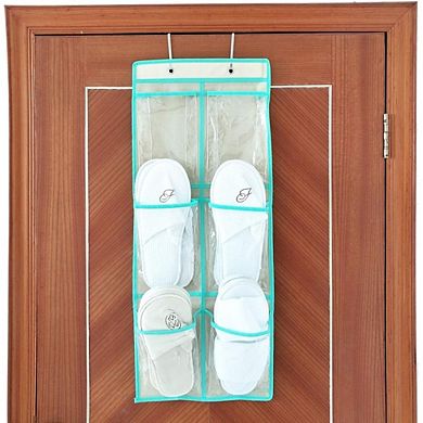 Over Door Hanging Shoe Organizer with 6 Large Clear Pockets, 2-Pack