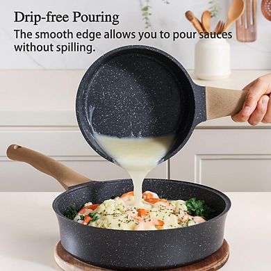 Nonstick Ceramic Saucepan with Lid Non-Toxic, Induction Compatible, Multipurpose