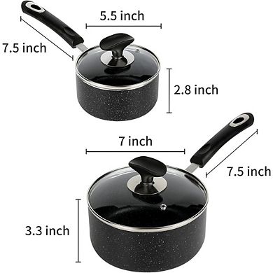 Nonstick Saucepan Set with Glass Lids, Easy Clean, Durable