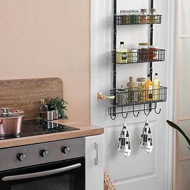 Over The Door Organizer with 3 Tiers and Hooks Hanging Storage Rack