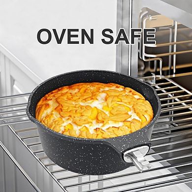 Nonstick Saucepan with Lid, Pour Spout, Detachable Handle