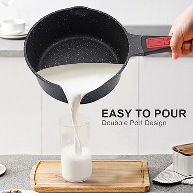 Nonstick Saucepan with Lid, Pour Spout, Detachable Handle