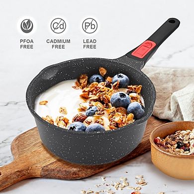 Nonstick Saucepan with Lid, Pour Spout, Detachable Handle